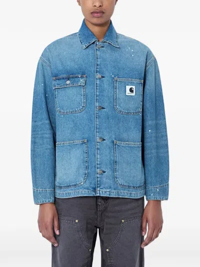 Carhartt Womens Denim Coat Michigan Long Sleeves In Blue