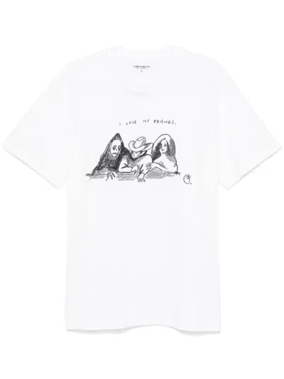 Carhartt Pepe Friends T-shirt In 00axx White Black