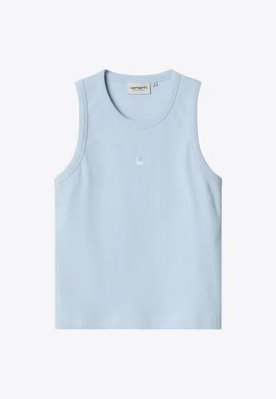 Carhartt Philips Ribbed Knit Logo Tank Top In Blue