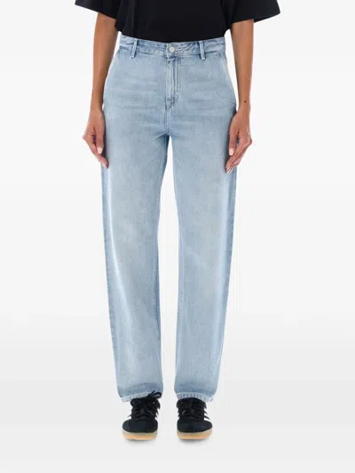 Carhartt Pierce Stone-washed Logo-patch Jeans In Blue