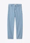 Carhartt Denim Pant With Back Patch Pockets In Blue