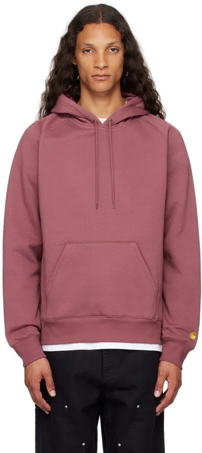 Carhartt Pink Chase Hoodie In Xx 2bb Dusty Fuchsia