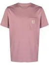 Carhartt Pink Cotton 'pocket' Crew Neck T-shirt With Logo  Wip