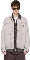 Carhartt Double Layer Front Jacket Collared Design In Gray