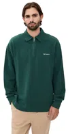 Carhartt Pique Script Half Zip Sweatshirt In Green