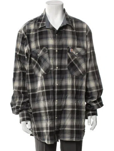 Pre-owned Carhartt Plaid Print Long Sleeve Shirt In Green