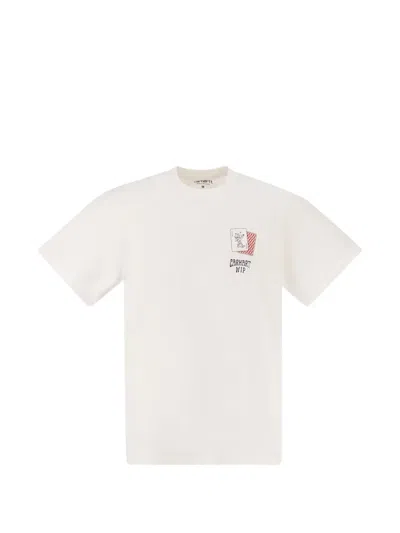 Carhartt Wip Graphic Print Cotton T-shirt With Contrasting Logo In White