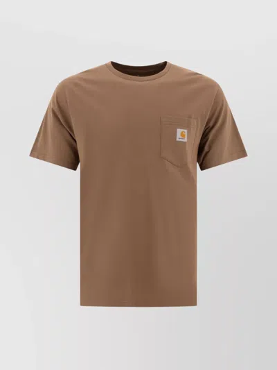 Carhartt Pocket Round Neck Short Sleeve T-shirt In Beige