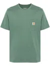 Carhartt Cotton T-shirt In Military Green With Pocket And Logo In Green