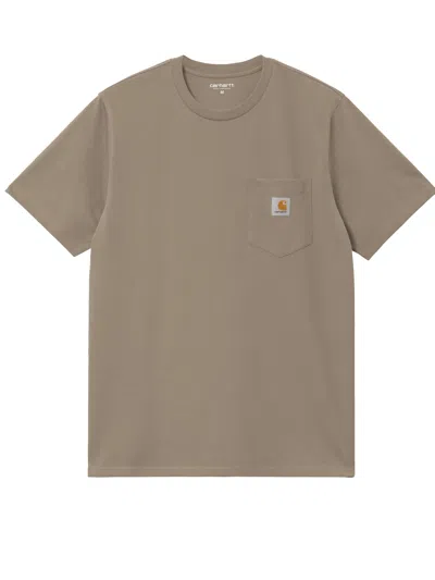 Carhartt Pocket T-shirt Men Beige In Brown