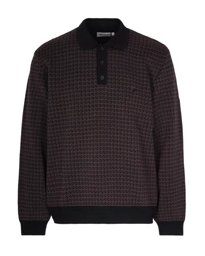 Carhartt Polo L/s Lowis Houndst/vitola Heat In Burgundy