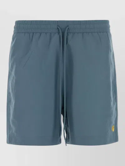 Carhartt Polyester Chase Swim Trunks Elastic Waistband Pocket In Blue
