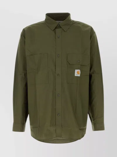 Carhartt Poplin Irwin Shirt With Button-down Collar In Green
