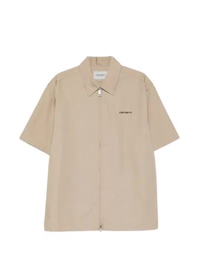 Carhartt Short Sleeve Shirt Point Collar Pockets In Neutral