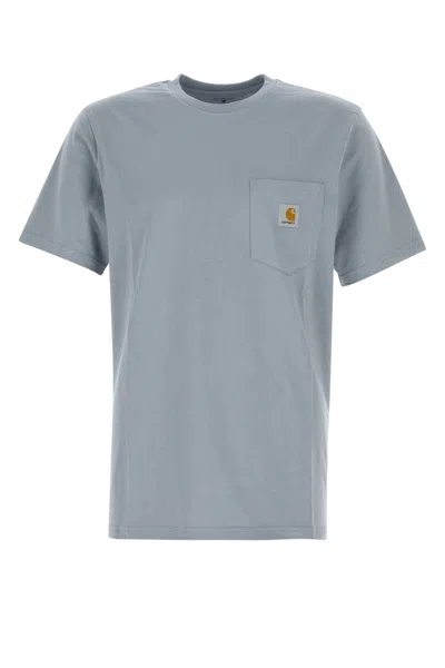 CARHARTT POWDER LIGHT BLUE COTTON S/S POCKET T-SHIRT