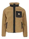 Carhartt Fleece Jacket With High Collar And Pocket In Brown