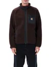 Carhartt Fleece Jacket With High Collar And Pockets In Brown