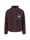 Carhartt Fleece Jacket With High Collar And Pockets In Brown