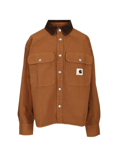 Carhartt Prescott Buttoned Overshirt In Brown
