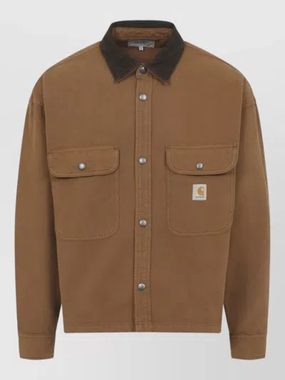 Carhartt Prescott Cotton Jacket Dropped Shoulders Collar In Brown
