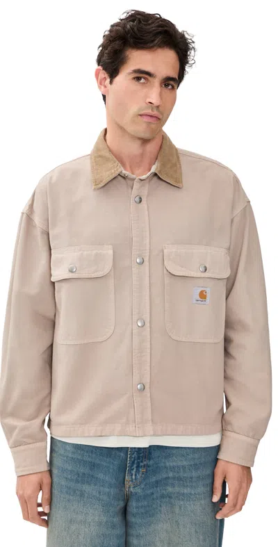 Carhartt Wip Prescott Shirt Jacket In Cotton Canvas Beige In Animal Print