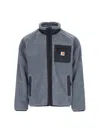 Carhartt Fleece Jacket With High Collar And Pockets In Gray