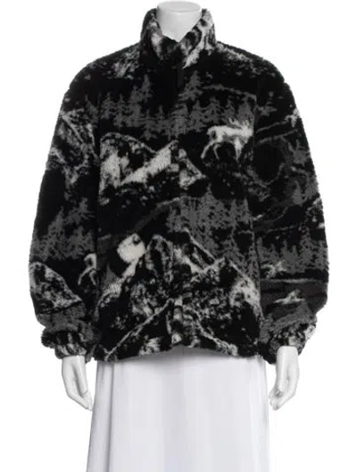 Pre-owned Carhartt Printed Faux Fur Jacket In Black