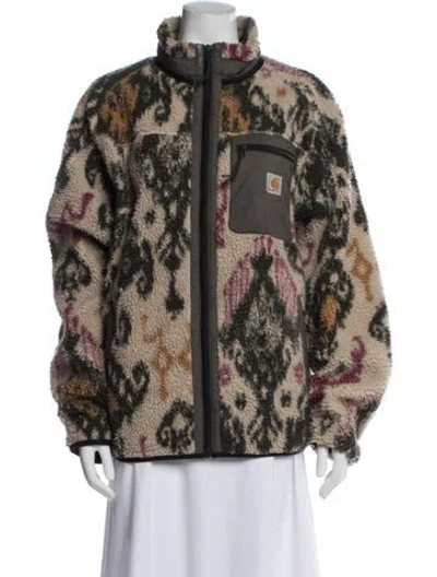 Pre-owned Carhartt Printed Faux Fur Jacket In Neutral