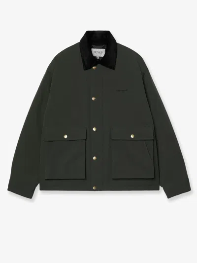 Carhartt Quentin Nylon Jacket With Embroidered Logo On The Front In Green