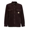 Carhartt Quilted Black Shirt Jacket With Button Closure And Pocket Details In Brown