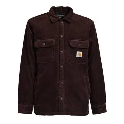 CARHARTT QUILTED BLACK SHIRT JACKET WITH BUTTON CLOSURE AND POCKET DETAILS