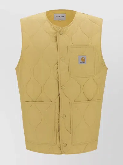 CARHARTT QUILTED MONOCHROME SLEEVELESS VEST WITH STAND COLLAR