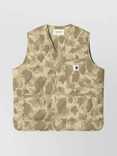 CARHARTT QUILTED SLEEVELESS VEST CAMOUFLAGE PATTERN
