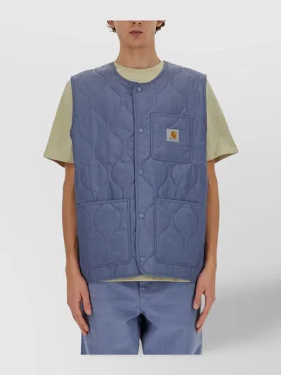 Carhartt Quilted Vest Featuring Front Pockets In Blue