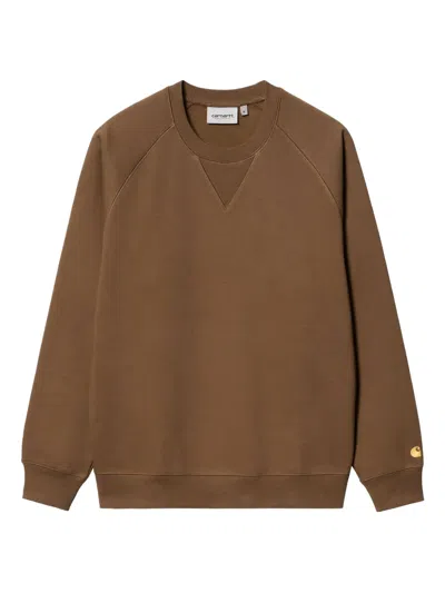 Carhartt Raglan-sleeve Embroidered-logo Sweatshirt In Brown