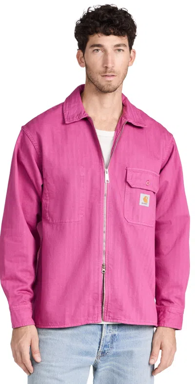 Carhartt Rainer Shirt Jacket Magenta In Magenta Garment Dyed