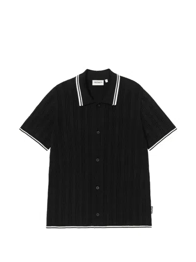 Carhartt Ramsey Striped Collar Knit Shirt In Black