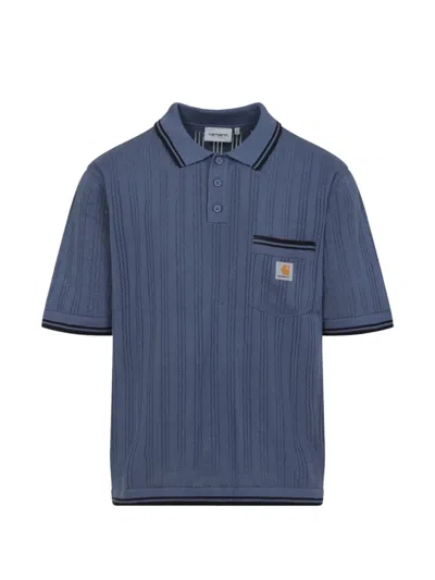 Carhartt Ramsey Short Sleeve Polo Shirt Pocket Trim In Blue