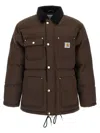 Carhartt Stylish Short Jacket Featuring Buttoned Pockets In Brown