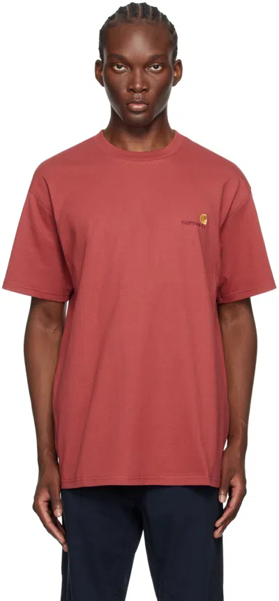 Carhartt Red American Script T-shirt In Xx 002 Tuscany