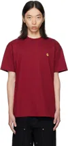 Carhartt Red Chase T-shirt In Burgundy