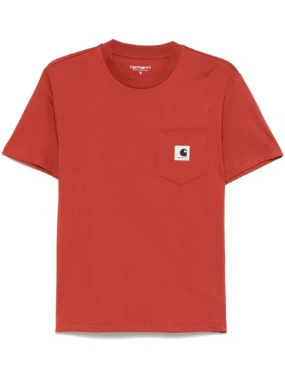 Carhartt Red Cotton T-shirt With Front Pocket