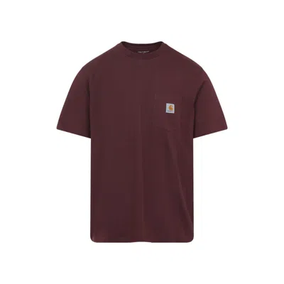 CARHARTT MEN RED CREWNECK LOGO T-SHIRT, S LUXURY T-SHIRTS FOR MEN DARVEYS