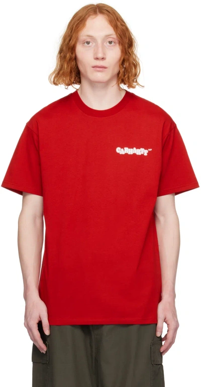 Carhartt Red 'fast Food' T-shirt In 27y Samba / White