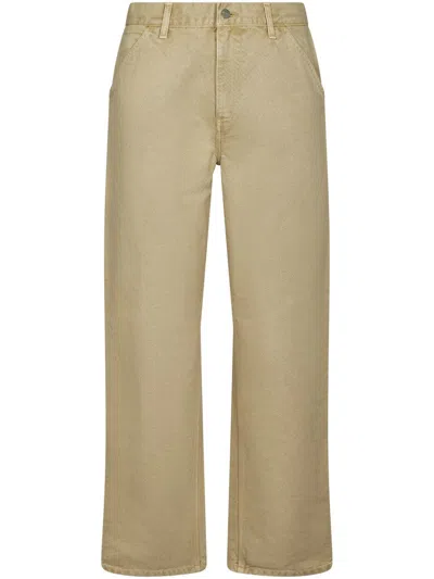 Carhartt Relaxed Fit Straight Leg Trousers In Durable Organic Cotton Canvas In Brown