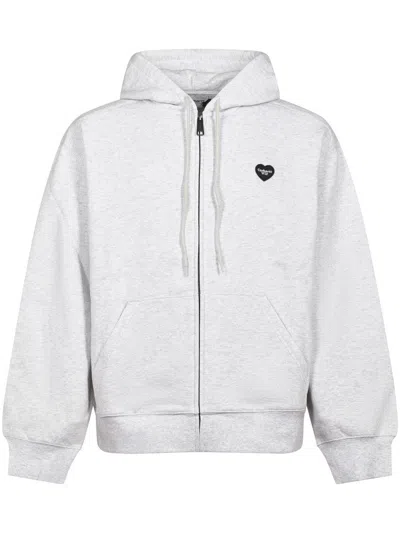 Carhartt Relaxed-fit Zip-up Sweat Jacket With Playful Graphic Print In Gray