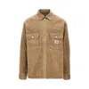 Carhartt Corduroy Zip-up Shirt With Classic Pointed Collar In Brown