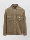 Carhartt Corduroy Zip-up Shirt With Classic Pointed Collar In Brown