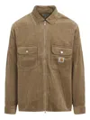 Carhartt Corduroy Zip-up Shirt With Classic Pointed Collar In Neutral