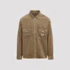 Carhartt Wip Leather Brown Cotton Reynold Shirt Jacket In Green
